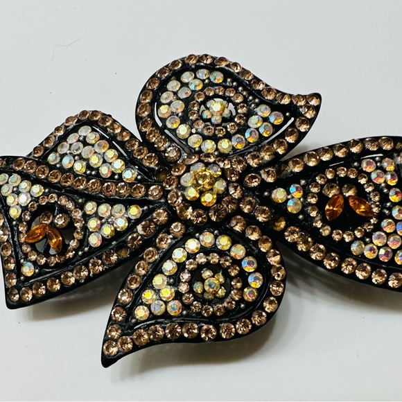 Sarvoski Crystal Gold Amber White Gemstone Hair Barrette Clip - Picture 6 of 10